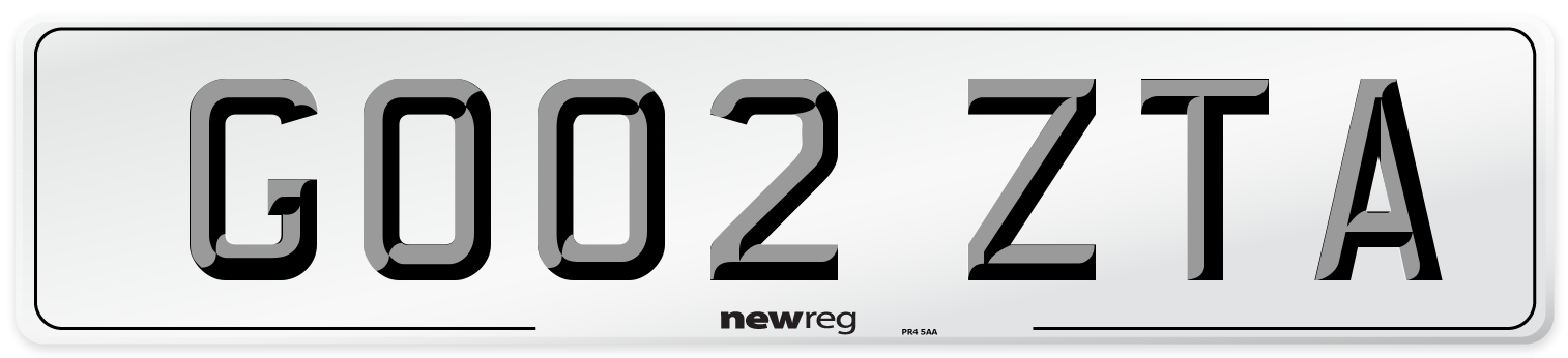 GO02 ZTA Number Plate from New Reg